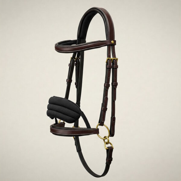 Adjustable Horse Bridle with Padded Noseband